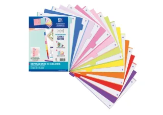 Oxford Strongline A4 Separadores - 10 Posiciones - Colores Diferentes - 4 Taladros - Plastico Opaco - 500 Micras