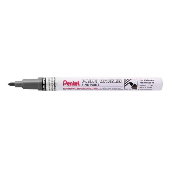 Pentel Paint Marker Marcador de Pintura - Punta Fina 2.9mm - Permanente en todas las Superficies - Resistente a Luz y Agua - Cuerpo de Aluminio - Color Negro Perla · Pack de 12 uds.
