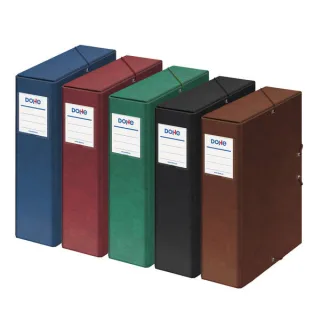 Dohe Caja de Carton Forrado con Papel Impreso y Plastificado - Lomo 9cm - Sistema de Cierre con Gomas Elasticas · Pack de 12 uds.