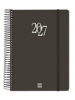 Finocam Espiral Basics My Agenda - Anual 2027 - 1 Dia por Pagina - Formato E10 - 155x212mm - Espiral - Tapa Dura de Carton Forrado - Esquinas Microperforadas - Papel de 70g/m2 - Color Negro