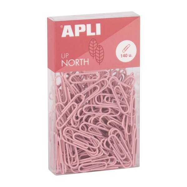 Apli Up North Pack con 140 Clips de Metal 28mm - Color Rosa