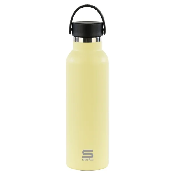 Safta Botella Termo de 600ml - Acero Inoxidable - Asa Superior - Color Amarillo