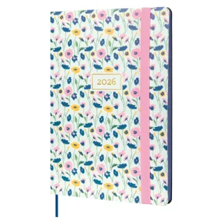 Finocam Flexi Joy Agenda - Anual 2026 - Tapa Blanda - Formato FA5 - 151x13x214mm - Semana Vista en Vertical - Tematica de Flores