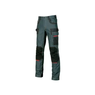 Upower Platinum Buttom Pantalon de Trabajo Elastico con Inserciones de Cordura - Talla 44 - Multiples Bolsillos, Refuerzos Anti-Abrasion, Detalles Reflectantes, Proteccion DPI1 - Color Azul