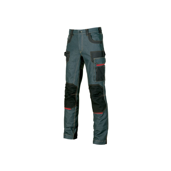 Upower Platinum Buttom Pantalon de Trabajo Elastico con Inserciones de Cordura - Talla 44 - Multiples Bolsillos, Refuerzos Anti-Abrasion, Detalles Reflectantes, Proteccion DPI1 - Color Azul
