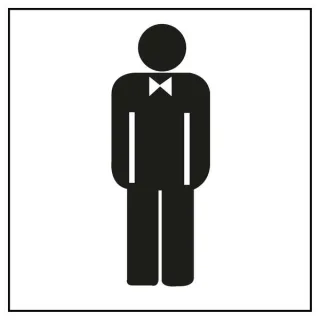 Apli Pegatina en PVC para Señalizacion de Lavabo Caballeros - Medidas 114x114mm - Adhesivo Permanente - Dibujo Negro sobre Fondo Blanco