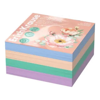 ErichKrause Pastel Bloom Bloc de 400 Notas Adhesivas Reposicionables - Papel de 75g/m2 - 75x75mm - Pegamento a Base de Agua - Colores Surtidos · Pack de 6 uds.