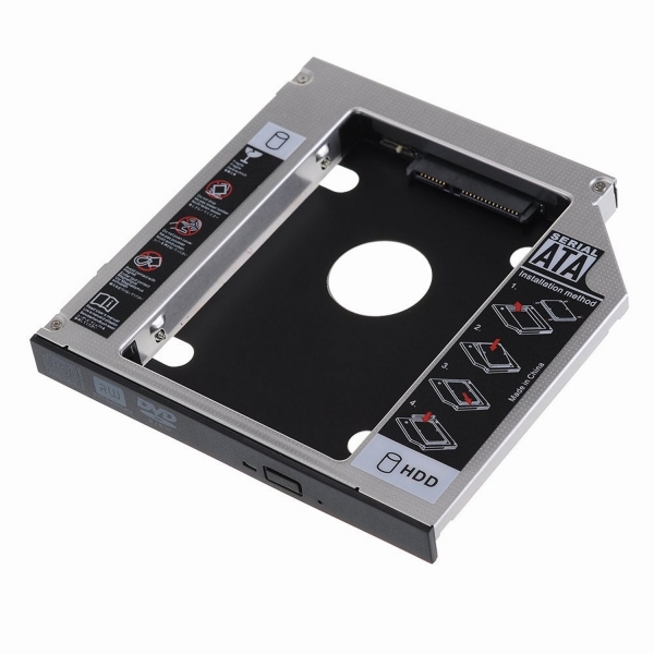 Ewent Adaptador Disco Duro de 7/9.5mm para Unidad Optica de 12.7mm en Portatil - Velocidad de Transferencia hasta 6 Gbps - Compatible con HP, Dell, Acer, Benq, ASUS, Lenovo, Great Wall - Color Plata