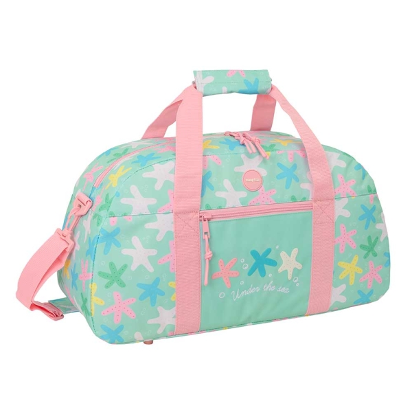 Safta Estrellas Bolsa de Deporte - Bandolera Ajustable - Bolsillo Frontal - Cremallera con Doble Tirador - Tacos en la Base - 50x26x20cm - Color Verde