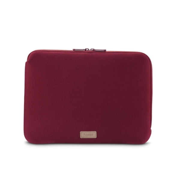 Hama Jersey Funda para Portatiles hasta 14.1" - Cierre con Cremallera - Forro Interior Suave - 37x1.5x27cm - Color Rojo