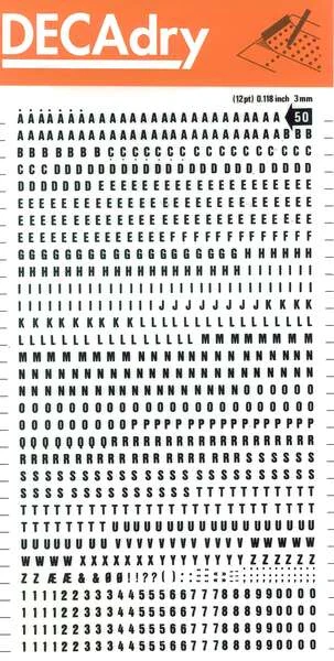 Apli Letras y Numeros Transferibles - 3mm - 888 Caracteres - Negros