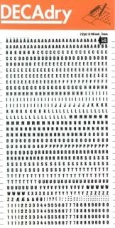 Apli Letras y Numeros Transferibles - 3mm - 888 Caracteres - Negros