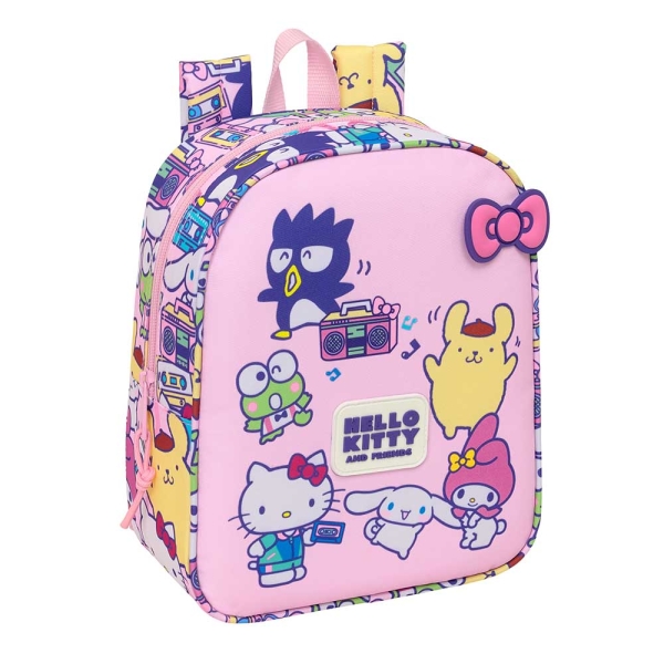 Safta Hello Kitty and Friends Mochila Guarderia - 6L - Cremallera - Asa de Mano - Tarjeta de Identificacion Personal - Adaptable a Carrito - 22x27x10cm - Color Rosa