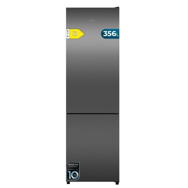 Cecotec Bolero CoolMarket Combi 356i Dark D Frigorifico Combi - Luz LED - Modo Vacaciones - Acero Inoxidable - Total Nofrost - Frio Envolvente - Cajon Humedad Regulable - 59.5x200cm - Color Gris Oscuro