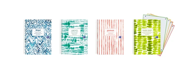 Oxford Japandi A5+ Europeanbook 4 Tapa Extradura - Cuaderno con 120 Hojas - Tamaño A5+ - 4 Modelos Diferentes · Pack de 5 uds.