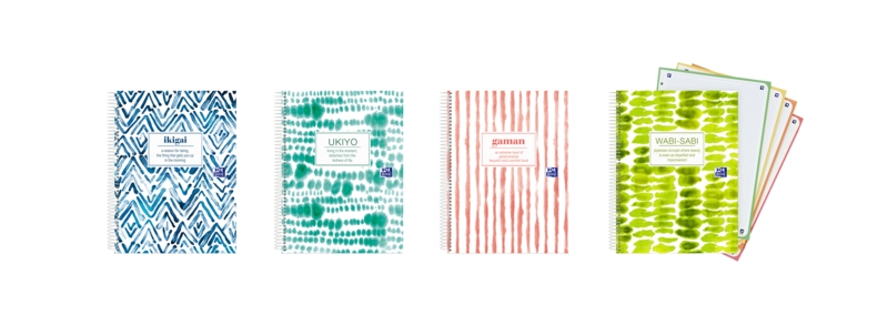 Oxford Japandi A5+ Europeanbook 4 Tapa Extradura - Cuaderno con 120 Hojas - Tamaño A5+ - 4 Modelos Diferentes · Pack de 5 uds.