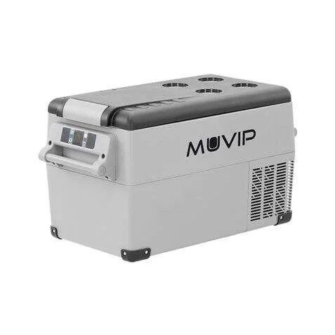 Muvip Nevera Portatil de Compresor 30L - Proteccion Bateria Vehiculo - Luz LED - Temperatura -20º/+20º - Conexion 12/24/220V - Consumo 50W - Compresor Silencioso - Asas Desmontables - Control Bluetooth - Medidas 693x345x381cm - Color Gris