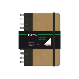 Dohe Cuaderno Cartone con Puntas Redondeadas - Tapa en Tres Piezas - Encuadernacion Doble Espiral Negro - 96 Hojas de Papel Ahuesado - Cierre de Gomas