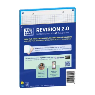 Oxford Pack de 30 FlashCards 2.0 - Formato A5 - Cuadricula 5x5mm - Cartulina de 250g - Digitalizacion de Textos con App - Color Turquesa