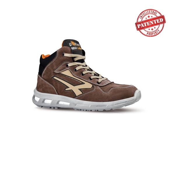 Upower Carter S ESD Calzado de Seguridad Altos - Talla 38 - Cuero Nubuck Resistente, Puntera de Aluminio, Hidrofugos, Antiarrugas, Suela Antideslizante, Proteccion S3S CI FO SR - Color Marro