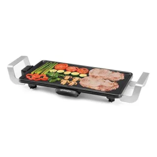 Orbegozo TB 2250 Parrilla de Asado Practica y Segura - Termostato Regulable - Asas de Aluminio de Toque Frio - Superficie de Asado de 22x43cm - Recipiente Recoge Grasa - Facil Limpieza - 200