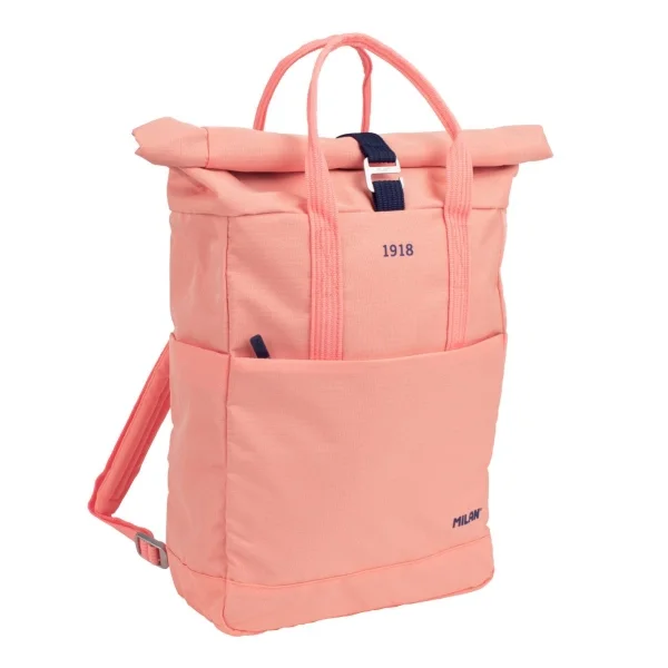 Milan Coleccion 430 Mochila Urbana 10L - Cierre Superior Enrollable - 2 Bolsillos Laterales - Bolsillo Trasero Acolchado - Asas Regulables - Color Rosa