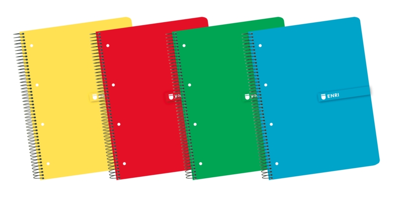 Enri A4+ Europeanbook - Tapa Dura Resistente - Espiral de Alta Calidad - 120 Hojas de Papel Cuadriculado 5x5 - Colores Surtidos · Pack de 5 uds.