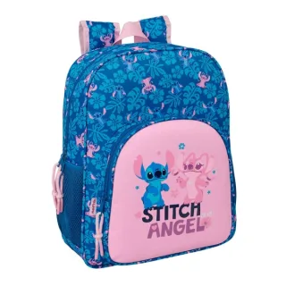 Safta Stitch Lio Mochila - 15L - Adaptable a Carro - Bolsillo Frontal - Portabotellas - Cremallera con Doble Tirador - Asa de Mano - Hombreras y Espalda Acolchada - 32x38x12cm - Color Azul O