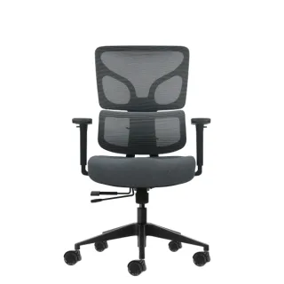 Oqonos Cherg 013 Silla de Oficina Ergonomica con Respaldo y Asiento de Malla Elastica, Reposabrazos 4D, Asiento Deslizable Ergonomico Moldeado y Ruedas de Silicona - Gris con Estructura Negr
