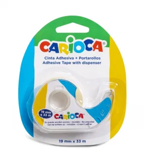 Carioca Portarollos + Cinta Adhesiva Transparente 19mm x 33m - No Amarillea con el Tiempo - Ideal para Papel y Carton