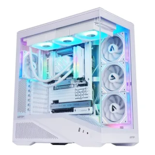 Abysm Arian Frame A400 White Caja Torre ATX, ITX, Micro ATX - Lateral y Frontal Cristal Templado - 3.5" y 2.5" - USB-A, USB-C y Audio - 4 Ventilador ARGB Instalados - Soporta Refrigeracion L