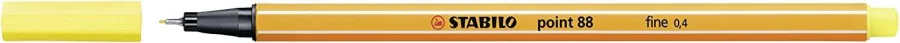 Stabilo Point 88 Rotulador de Punta Fina de Fibra - Trazo de 0.4 mm - Tinta con Base de Agua - Color Amarillo Limon · Pack de 10 uds.