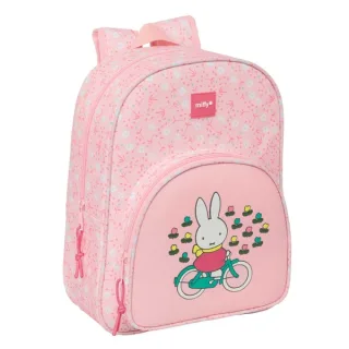 Safta Miffy Flores Mochila Infantil - Adaptable a Carro - Portabotellas - Hombreras Ergonomicas - Bolsillo Frontal - 10L - Motivos Miffy y Flores - 260x110x340mm - Color Rosa