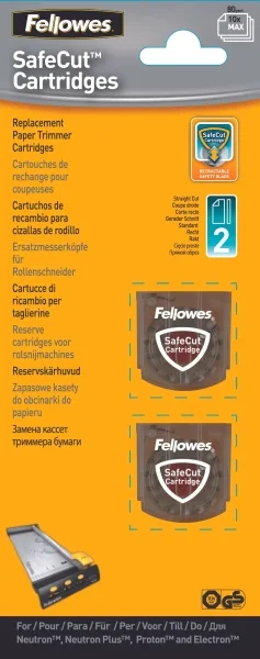 Fellowes Pack de 2 Cuchillas de Repuesto para Cizalla - Corte Recto - Cuchilla Encapsulada Retractil - Acero Inoxidable