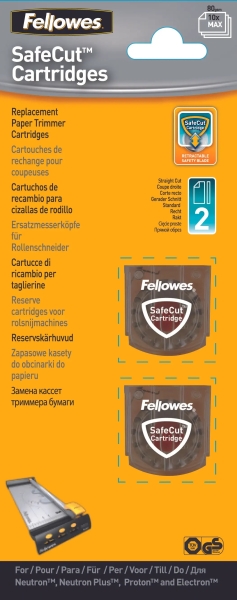 Fellowes Pack de 2 Cuchillas de Repuesto para Cizalla - Corte Recto - Cuchilla Encapsulada Retractil - Acero Inoxidable