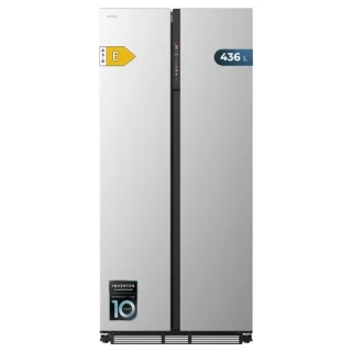 Cecotec Bolero CoolMarket SBS 436 SBI Inox E Frigorifico Americano - Capacidad 436L - Compresor Inverter - Acero Inoxidable - Nofrost - Frio Envolvente - Clase E - 84.4×59.8×184.8cm - Color