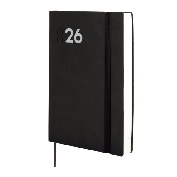Finocam Dynamic Mara Agenda Profesional en Catalan - Anual 2026 - Tapa Blanda - Cierre con Goma Elastica - Formato Y10 - 144x22x208mm - 1 Dia por Pagina - Color Negro