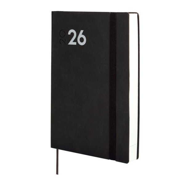 Finocam Dynamic Mara Agenda Profesional en Catalan - Anual 2026 - Tapa Blanda - Cierre con Goma Elastica - Formato Y10 - 144x22x208mm - 1 Dia por Pagina - Color Negro