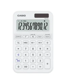 Casio SL-20YC Calculadora de Sobremesa con Pantalla LCD de 12 Digitos - Calculo de Impuestos, Porcentajes, Raiz Cuadrada etc... - Alimentacion Solar y Pilas - Color Blanco