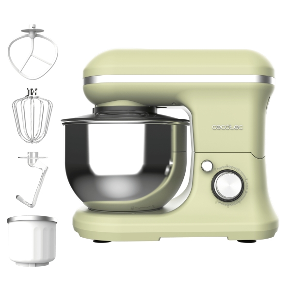 Cecotec Cecomixer Merengue 5L 1200 Ice-Cream Green Batidora Amasadora - 1200W - Bol de Acero Inoxidable de 5L - Temperatura Regulable - Movimiento Planetario - Funcion Helados - Color Menta