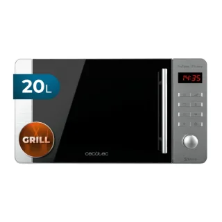 Cecotec ProClean 5110 Inox Microondas con Grill - 700W - Capacidad 20L - Pantalla LED - Acero Inoxidable - Seguro Infantil - Revestimiento Facil de Limpiar - 43.8x35.8x25.5cm - Color Negro y