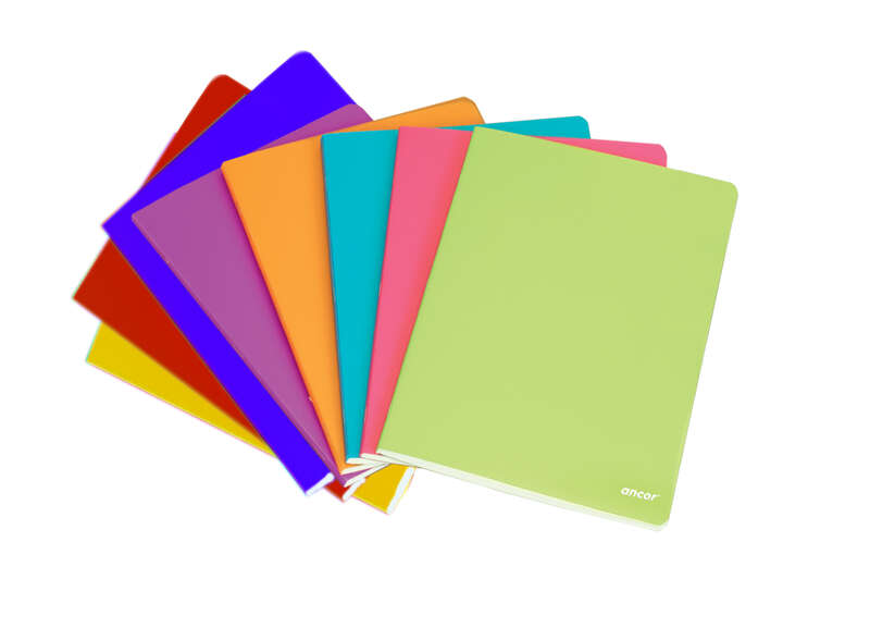 Ancor Classic Stripes Libreta Tamaño A4 Cuadriculado 5x5mm - 48 Hojas 90gr - Tapa Polipropileno - Colores Surtidos · Pack de 8 uds.