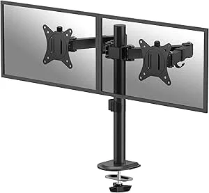 Fellowes Everyday Soporte de Mesa con Brazos Articulados para 2 Monitores hasta 32" y 9kg - Fijacion con Abrazadera o Tornillos - Gestor de Cables - 56.1x86.9x11.2cm - Color Negro