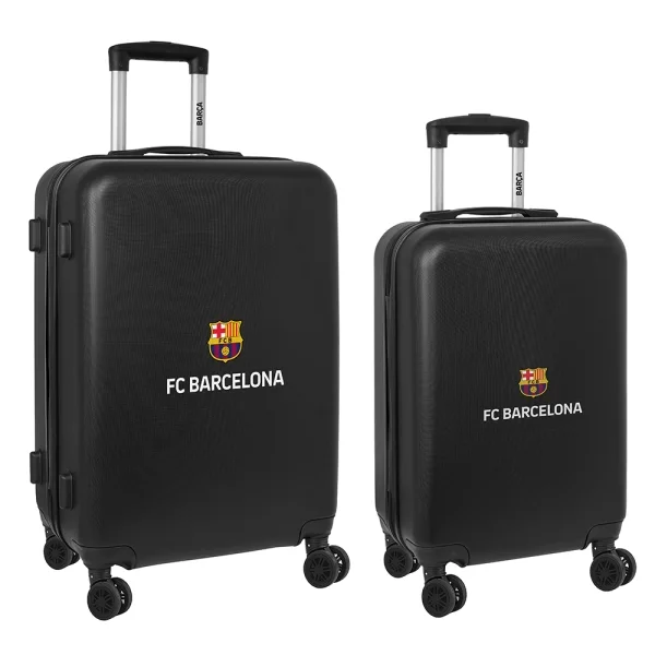 Safta F.C.Barcelona Pack de 2 Maletas Trolley de 20" y 24" Rigidas - Candado - Asa Telescopica de PVC con Goma - 4 Ruedas 360º - 40x63x26cm - Color Negro