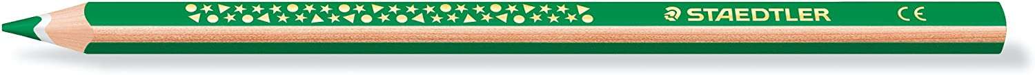 Staedtler Jumbo Noris 128 Lapiz Triangular de Color - Mina de 4mm - Resistencia a la Rotura - Diseño Ergonomico - Color Verde · Pack de 12 uds.