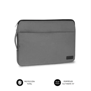 Subblim Funda Urban Portátil de 13.3" a 14" - Proteccion Elegante y Funcional - Tela de Poliester 600D - Interior Acolchado de Foam - Color Gris