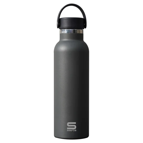 Safta Botella Termo de 600ml - Acero Inoxidable - Base de Silicona Antideslizante - Asa Superior - Color Gris