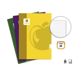 Golden Basic Pack de 10 Libretas Grapadas A4 50 Hojas 60grs Pautada - Colores Surtidos