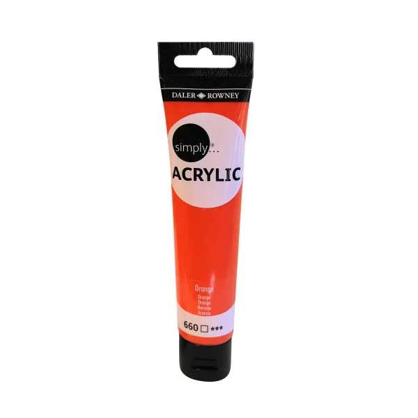 Daler Rowney Simply Pintura Acrilica - Tubo de Plastico - 75ml - Color Naranja