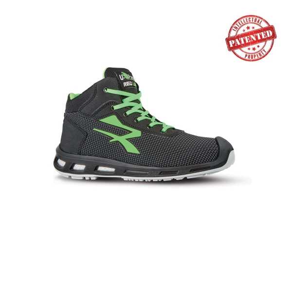 Upower Hard S ESD Calzado de Seguridad - Talla 38 - Puntera AirToe Aluminium, Antipinchazos, Parte Superior Repelente al Agua, Suela Infinergy, Proteccion S3S CI FO SR - Color Gris Oscuro/Ve